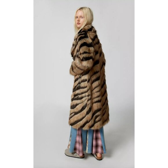 Free People Unreal Fur $480 Bengal Kiss Coat Trench Jacket Size Small - Picture 5 of 9